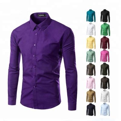 China Factory Multi Color OEM Anti-pilling Slim Fit Formal Clothing Plus Size 0rganic Long Sleeve Tuxedo Shirts For Men for sale