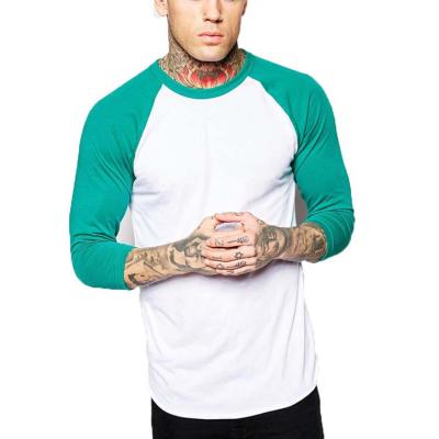 China Anti-pilling Manufacturer Design Wholesale Bulk 3/4 Simple White China Reglan Sleeve Slim Fit T-Shirts for sale