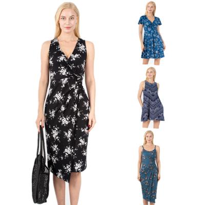 China Anti-Static Sleeveless Casual Ladies V-Neck Bodycon Summer Women's Floral Wrap Dresses For Women for sale