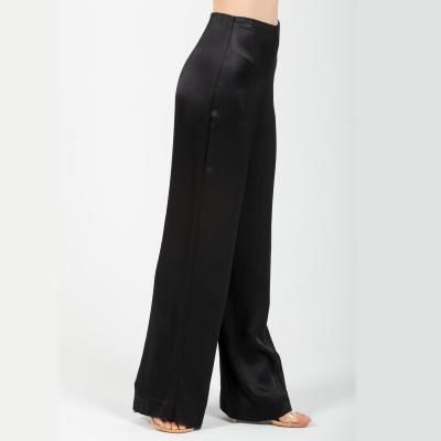 中国 Anti-Wrinkle Amazon Women Spring Lady Invisible Long Cargo Pants Zipper Casual Black Satin High Waist 販売のため