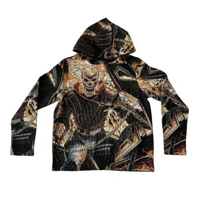 China custom Anti-wrinkle tapestry blanket hoodie for men streetwear fashion clothing high quality casual woven knit tapestry hoodie men's clothing for sale