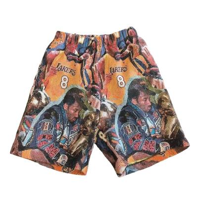 China Anti-Wrinkle 2022 Summer Pop Clothing Custom Streetwear Men Plus Size Tapestry Art Jacquard Shorts Pants Blanket Shorts Waist Pants for sale