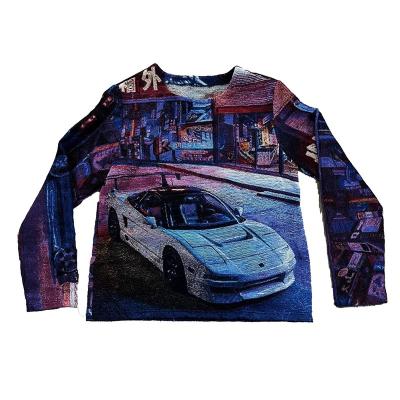 China Custom Men's Jacquard Woven Sweater Streetwear Hip Hop Waterproof Oversized Plus Size Pullover Tapestry Shirt Blanket Sweater for sale