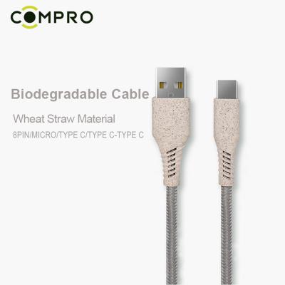 China Custom Can Cable Straws Biodegradable USB Cable Biodegradable Phone Charging Cable For Mobile Phone for sale