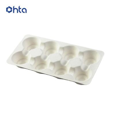 China Recycled Materials Bagasse Disposable Biodegradable Pulp Packaging Tray Pulp Molding Tray Accept Eco Friendly for sale