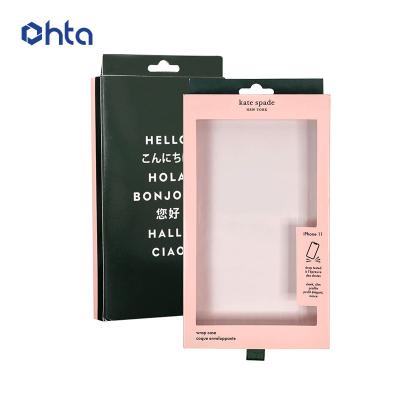 China 2021 Handmade Custom Logo Printed Luxury Cell Phone Case Packaging Box With Window for sale