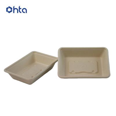 China Recycled Materials Custom Bamboo Molded Pulp Lunch Box Biodegradable Single Compartment Packaging for sale