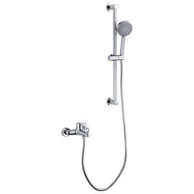 China With Slide Bar Exposed Outdoor Wall Mounted Bath Shower Faucet Mixer Taps With Slide Bar for sale