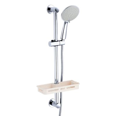 China With Slide Bar Exposed Wall Mounted Brass Bath Shower Mixer Taps With Stainless Steel Slide Bar for sale