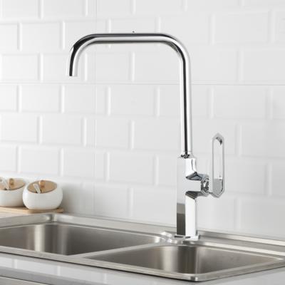 China Modern High End Deck Mounted Brass Hot Cold Water Kitchen Sink Mixer Taps for sale