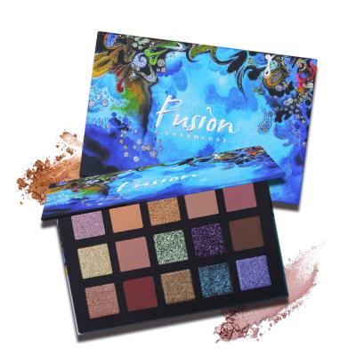 China New custom wholesale 15 color face eyeshadow palette blue eye makeup palette foreign trade cosmetics for sale