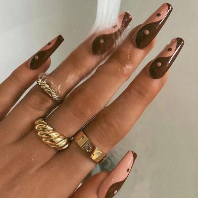 China Chocolate tai chi gossip wear nail personality ballet nail french ultra long thin ultra long nail correction for sale