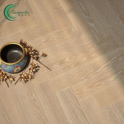 China Modern Herringbone White Oak Engineered Wood Heated Flooring for sale