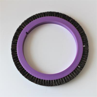 China Stenter Machine Parts Stentex Finishing Machine Brush Wheel 122mm Dia Black Pig Hair Purple Plastic Body for sale