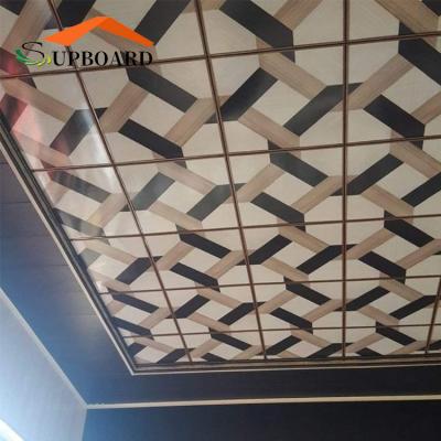 China Artistic Square Flower Design Ceilings PVC False Ceiling Tiles 60x60 For Restaurant Internal Wall And Roof Decoration for sale