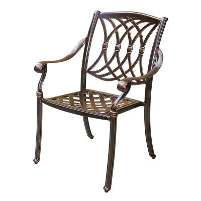 China Good Design Good Quality Nordic Garden Patio Leisure Furniture Outdoor Cast Aluminum Arms Dining Chairs for sale