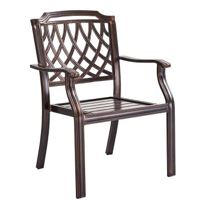 China Good Design Morden Style Outside Cast Aluminum Arm Dining Chairs Cheap Outdoor Patio Furniture for sale