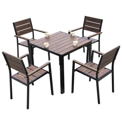 China New Design Good Design Outdoor Cafe Waterproof Dining Table Chairs Set Wooden Outdoor Furniture for sale