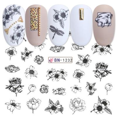 China The Other Nail Art Watermark Sticker Watermark Sticker Abstract Nail Art Simple Decorative Black DIY Sticker BN1237-1248 for sale