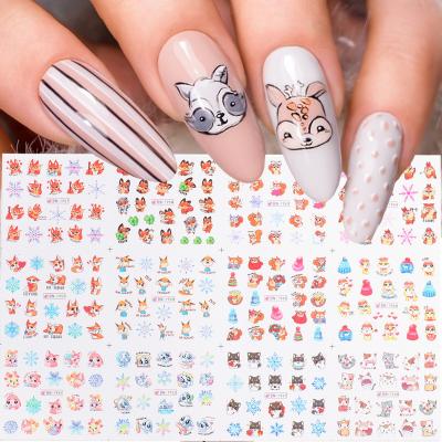 China New Large Autumn and Winter Christmas Penguin Snowflake Squirrel Animals Watermark Border Nail Stickers Central Institute of Statistics Nail Stickers Nail Stickers for sale