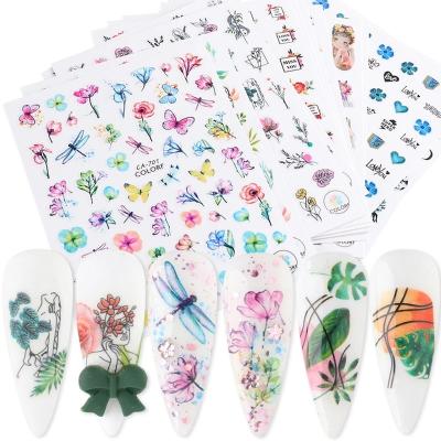 China Stickers Nail Sticker Spring Border Style The New Dried Japanese Flower Imitation Flower Small Fresh Flower Nail Adhesive Sticker for sale