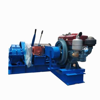 China Forestry Boat Marine Single Drum Bull Whinch Lifting Tow Rope 15 Ton Marine Diesel Engine Whinch for sale