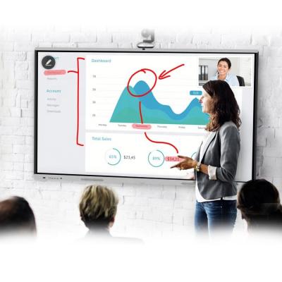 China Arc Design Screen Sharing Annotation Led LCD Show Digital Whiteboard Teaching Board Interactive Smart Whiteboard Panel 55inch for sale