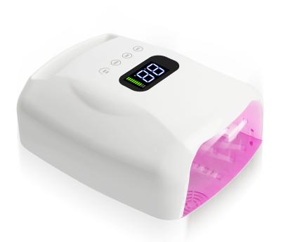 China 8 Hours 2021 New 96w Nail Dryer Gel LED Nail Lamp Polish Wireless Professional Painless UV Rechargeable Nail Light Double Light Source for sale