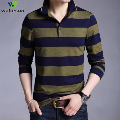 China Low Moq Mens Full Sleeve Polo Golf T-Shirts QUICK DRY Custom Stripe Polo Shirt Printing Bulk Blank Wholesale for sale