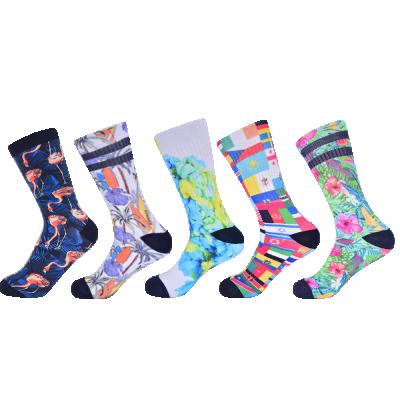 China Custom printed men antibacterial 360 digital 3d printing sublimation cotton crew printed socks for sale