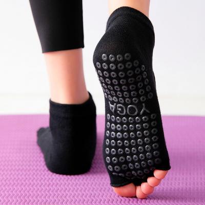 China Antibacterial Women Grip Boots Ballet Dance Toe Yoga Socks Toeless Pilates Open Boots Ready To Ship for sale