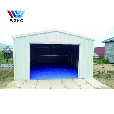 China Easily Assembled Prefab 50M2 Car Garage Parking Lot , 300M2 Color Steel Garden Sheds Steel Structure 2 Car Garage for sale