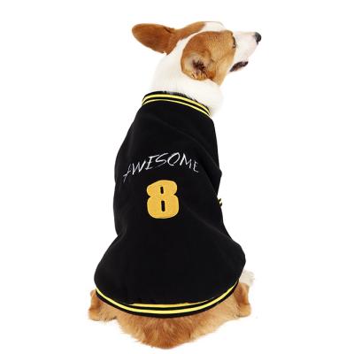 China Viable Hot Sale Pet Clothes Jacket Coat Fashion Embroidery Dog Corgi Baseball Uniform for sale