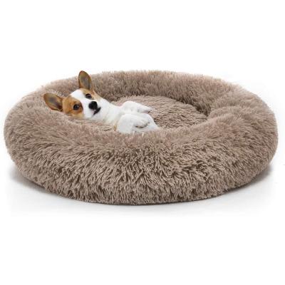 China SWELLGE Soft Washable Cushion Faux Fur Luxury Round Cooling Pet Dog Beds And Accessories For Pets for sale