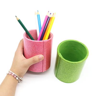 China Europe Stock PU Leather Pencil Holder Pen Holder Organizer Cosmetic Brush for Desktop Display for sale