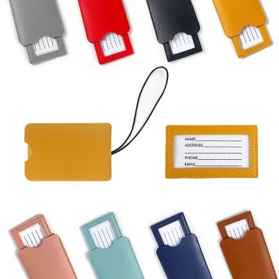 China Creative Fashion ID Luggage Tags Running Privacy Protection Labels For Suitcases Travel PU Leather Luggage Tags for sale