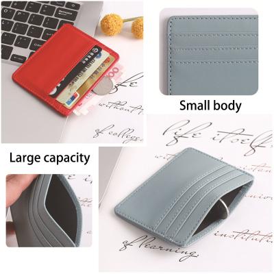 China Vintage Ready To Ship ID Card To Block Minimalist PU Leather Business OEM Lady Credit Small Card Holders Customized Logo Style Wallet for sale