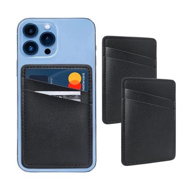 China Custom PU leather mobile phone credit sticker vintage cell wallet card holder logo stick on wallet for 3m phone for sale