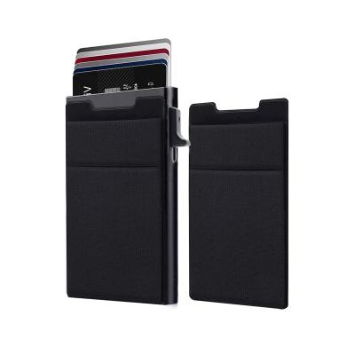 China Vintage Men's Minimalist Smart Wallet Noise Metal Aluminum Automatic Lycra Credit Card Holder RFID Wallet for Man for sale