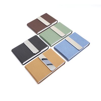 China Vintage Ready To Ship Luxury Metal PU Stainless Steel Business Card Holder Aluminum Alloy Gift Name ID Leather Slim Case for sale