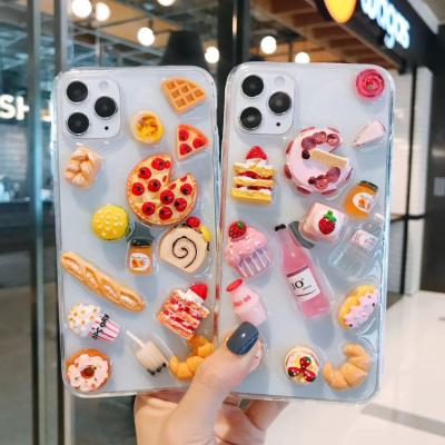 China Protector Cover For iPhone 13 11 Pro Max Case 12 Phone Cover 3d Cake Food Pizza Phone Shell for sale