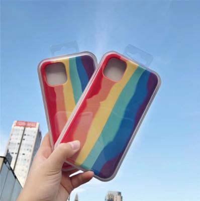 China Newest Custom Rainbow Liquid Silicone Phone Case Protector Cover For iphone 12 Pro Fashion Summer Maximum Simplicity 12 for sale