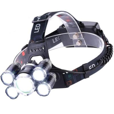 China IHUAlite 10W T6 LED 18650 Convenient Outdoor Battery 5 Heads 5 LED Head Torch Rechargeable Light for Hunting Camping Fishing Mount Rise for sale