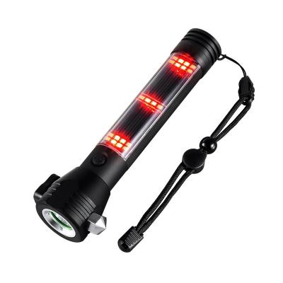 China CREE IHUAlite Camping T6 XML LED Tactical Solar Flashlight 10W Handheld Rechargeable Solar Aluminum Window Breaker for sale