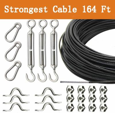 China Vinyl - Coated 164 Ft 7x19 Stainless Steel Wire Rope With Turnbuckle And Hooks for sale