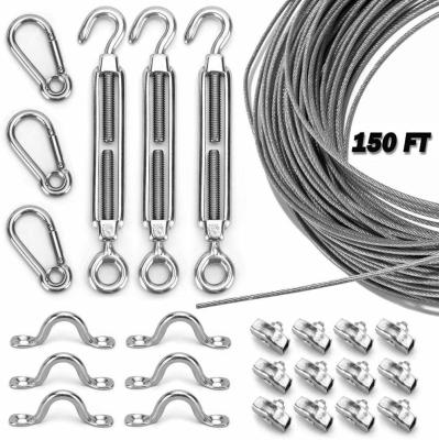 China Vinyl Coated Stainless Steel Wire Rope For Globe String Light Suspension Kit 150ft for sale