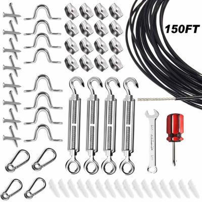 China String Light Hanging Kit Coated Steel Wire Rope With 150 FT Suspension Kit for sale