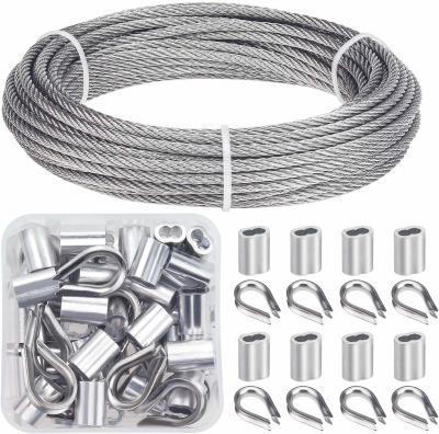 China Cable Railing Kits 316 Stainless Steel Wire Rope & Fittings Includes 1/8 Inch X 33 Feet for sale