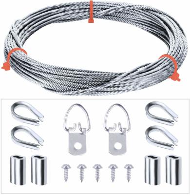 China Picture Hanging Kit 7x7 Stainless Steel Wire Rope & Fittings Supports Up To 33 Lbs for sale