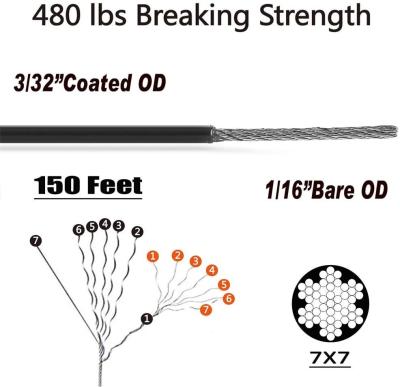 중국 끈 가벼운 거는 장비 150 FT 10mm 철사 밧줄 판매용